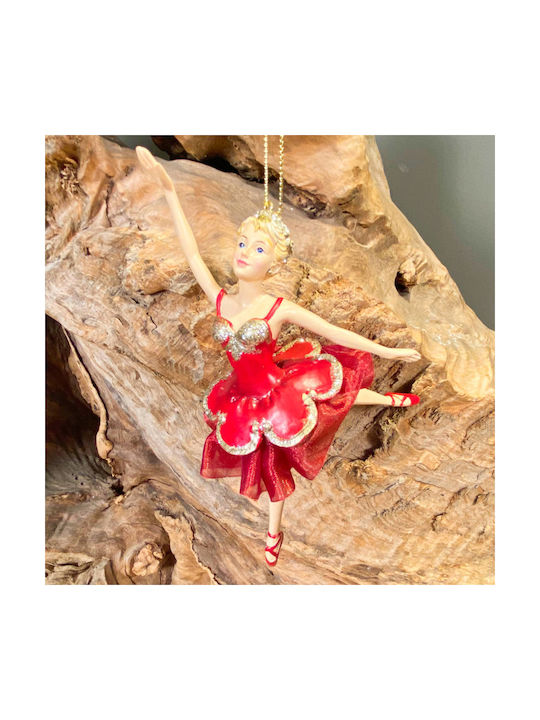 Tulle Hanging Ballerina Ornament Ceramic Red