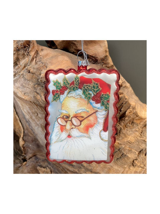 Hanging Santa Claus Ornament Glass Red