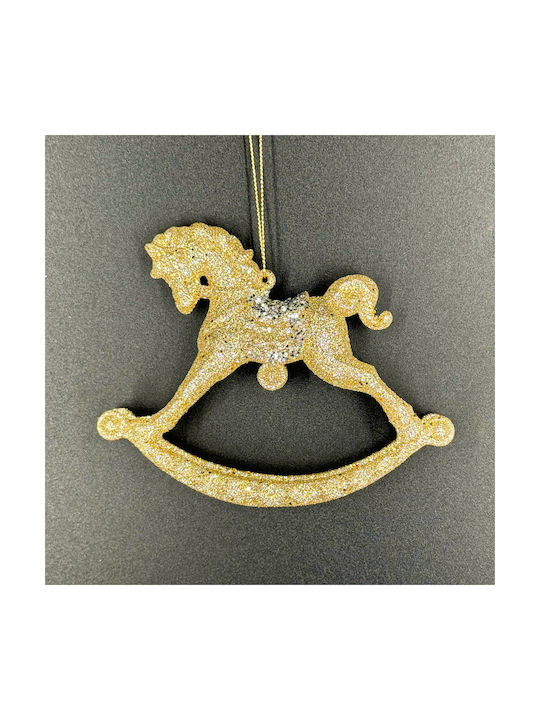 Hanging Ornament Ηorse Gold with Glitter