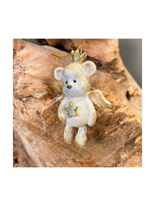 Hanging Ornament Bear Ceramic Gold