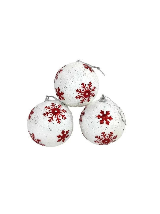 Hängendes Kugel Ornament Ornament Weiß mit Glitzer Set 3Stück