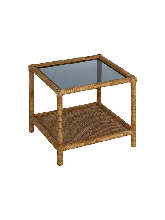 Square Side Table Glass Beige L50xW50xH45cm.