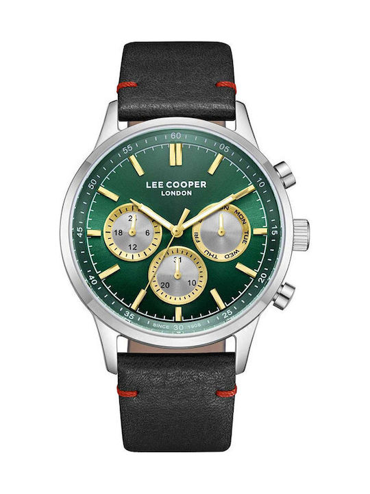 Lee Cooper Ανδρικό Ρολόι Χρονογράφος Μπαταρίας με Μαύρο Δερμάτινο Λουράκι