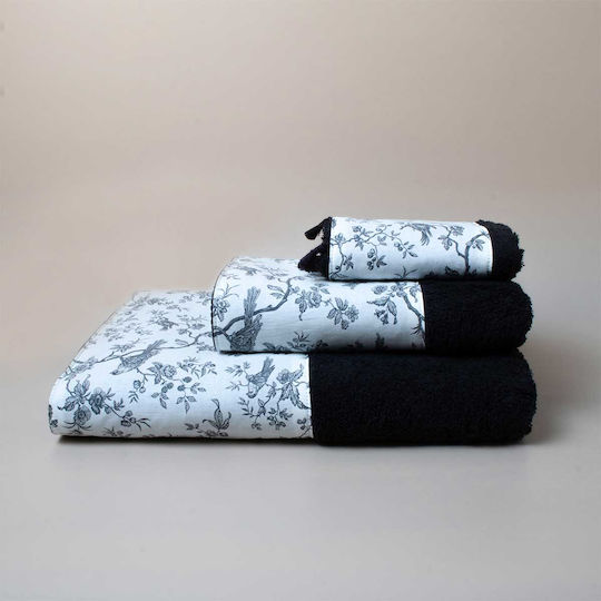 White Fabric Πετσέτα Προσώπου Elysian 50x100εκ. Μαύρη Βάρους 600gr/m²