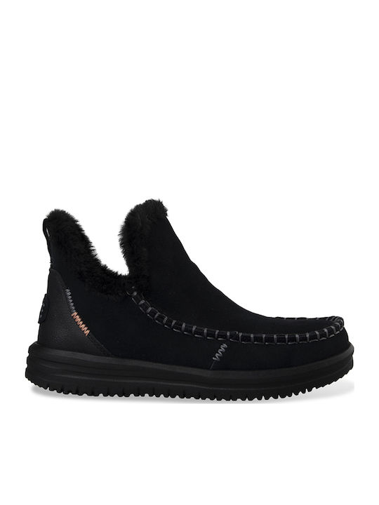 Wildleder Stiefeletten Damen Schwarz