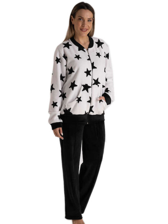 Rachel Winter Damen Pyjama-Set Weiß