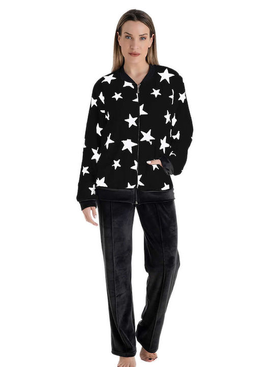 Rachel Winter Damen Pyjama-Set Schwarz