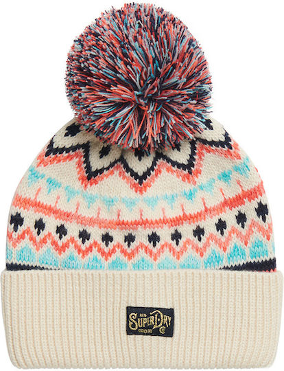 Beanie Γυναικείος Σκούφος Πλεκτός σε Εκρού χρώμα