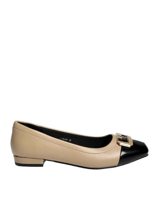 B-Soft Synthetic Leather Ballerinas Beige