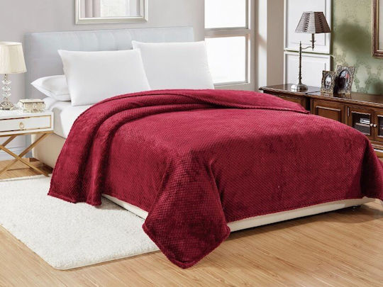 Velvet Blanket Double 220x240 cm Burgundy