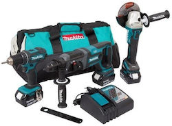 Makita DLX3078TX1 Akkubetriebene Werkzeugsets Eckiges Rad, Bohrschrauber & Excavator Makita DLX3078TX1 Akkubetriebene Werkzeugsets Eckiges Rad, Bohrschrauber & Excavator
