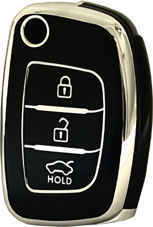 Car Key Cover Case made of for Hyundai in Black Color