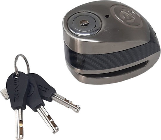 Zovii Motorcycle Disc Brake Lock with Alarm & 10mm Pin in Silver