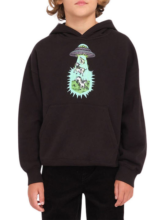 Kids Sweatshirt with Hood and Pockets Black Udder Space