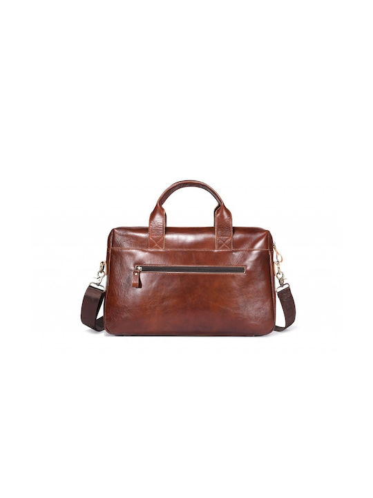 Luciano Faketti Leather Men's Briefcase Brown