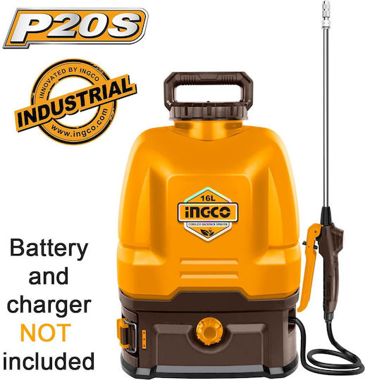 Ingco Backpack Sprayer 20V Solo Battery with Capacity 16lt 5bar