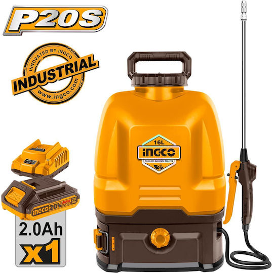 Ingco Backpack Sprayer 20V Solo Battery with Capacity 16lt 5bar