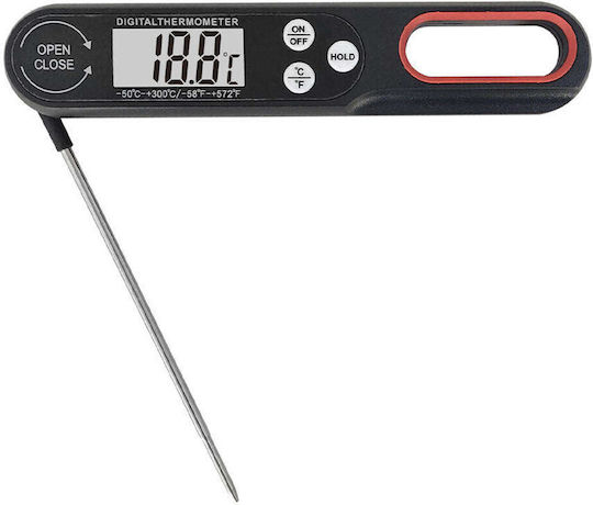 Pufo Digital Thermometer Probe Large Easy-to-read Display 50°c +300°c Automatic Shut-off Foldable Model Black