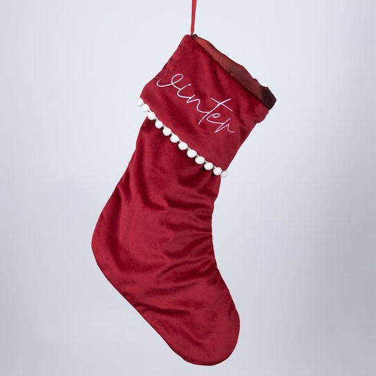 Christmas Decorative Fabric Red Socks L45xW25cm