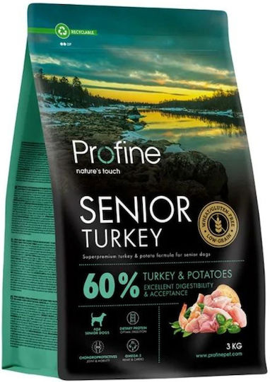 Profine 3kg Ξηρά Τροφή για Ηλικιωμένους Σκύλους με Γαλοπούλα και Πατάτες