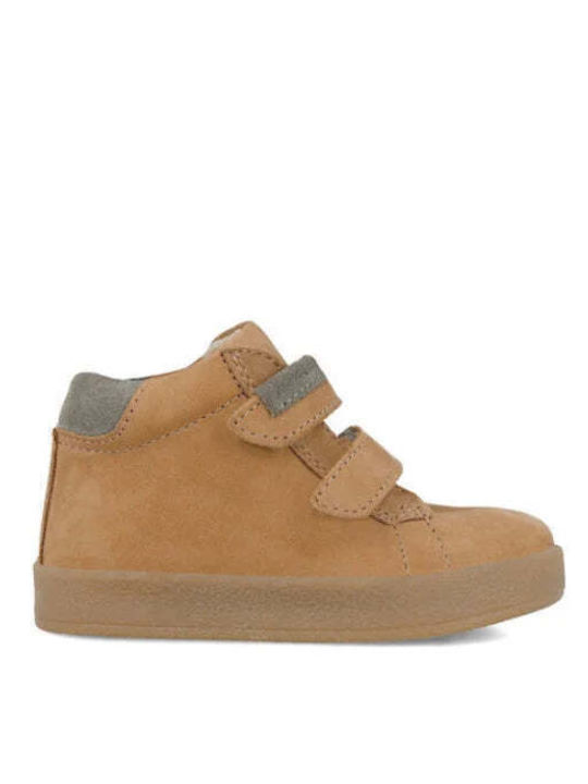Leather Kids Boots with Velcro Brown