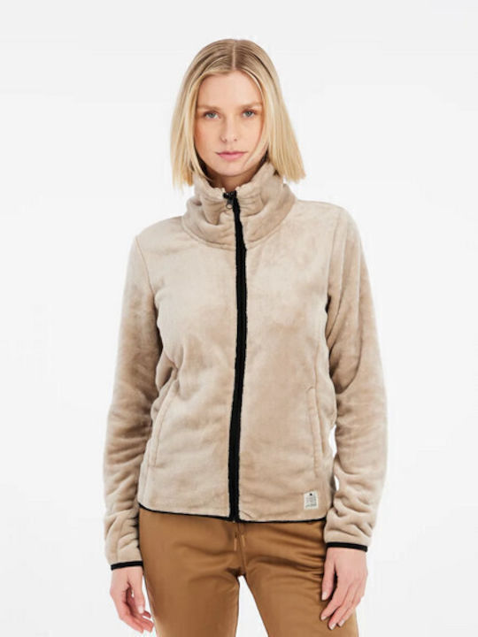 Fleece Γυναικεία Ζακέτα με Φερμουάρ Bamboobeige