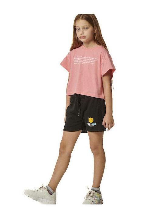 Kids' Crop Top Short Sleeve Coral Pink