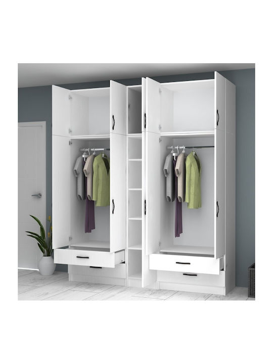 Five Door Wardrobe Ricardo with Loft White 200x...