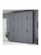 Five Door Wardrobe Ricardo with Loft Charcoal 200x51.8x240cm