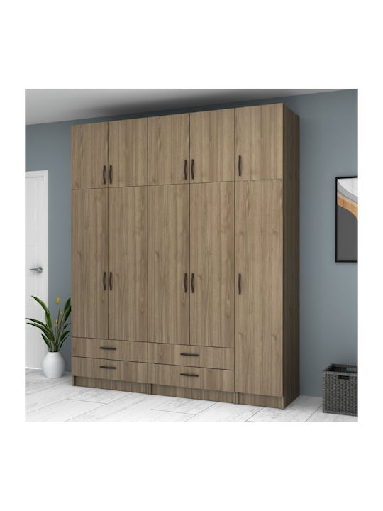Five Door Wardrobe Ricardo with Loft Walnut 200...