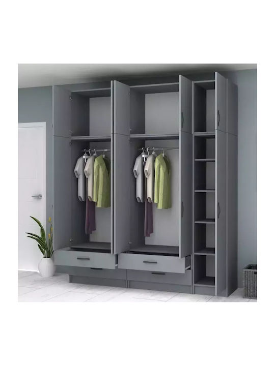 Five Door Wardrobe Ricardo with Loft Charcoal 2...