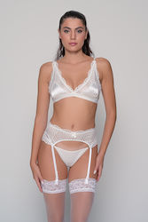 Milena by Paris Σετ Ζαρτιέρες με Δαντέλα Λευκό / Λευκό