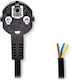 Nedis Power Cable Type F Plug Open Straight Angled Black Bulk 3m