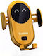With Wireless Charger Car Mobile Mount with Adjustable Hooks and Wireless Charging Yellow