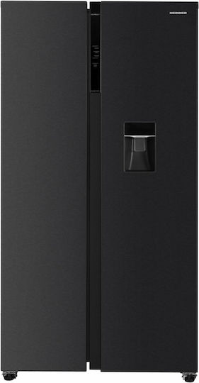 Heinner Side-by-Side Refrigerator 592lt NoFrost H177xW90xD73cm Black HSBS-HM592NFDXWDE++
