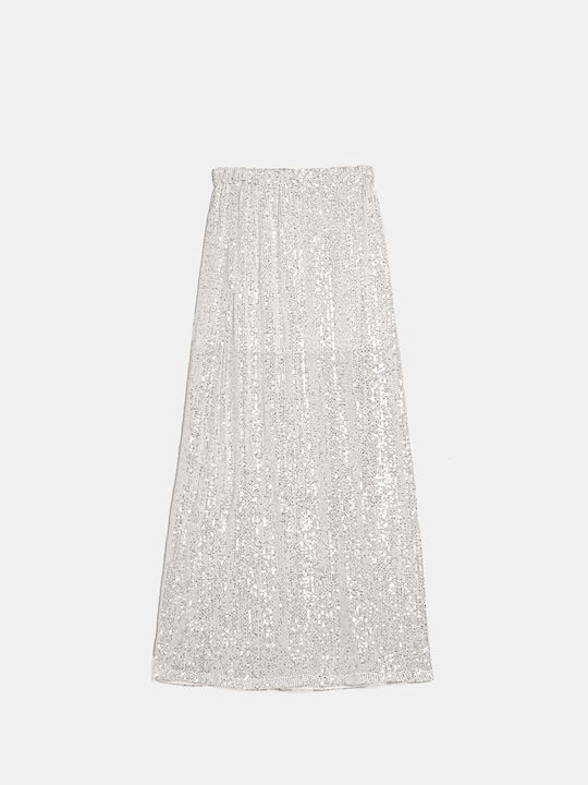 Maxi Sequin Skirt Silver Silver