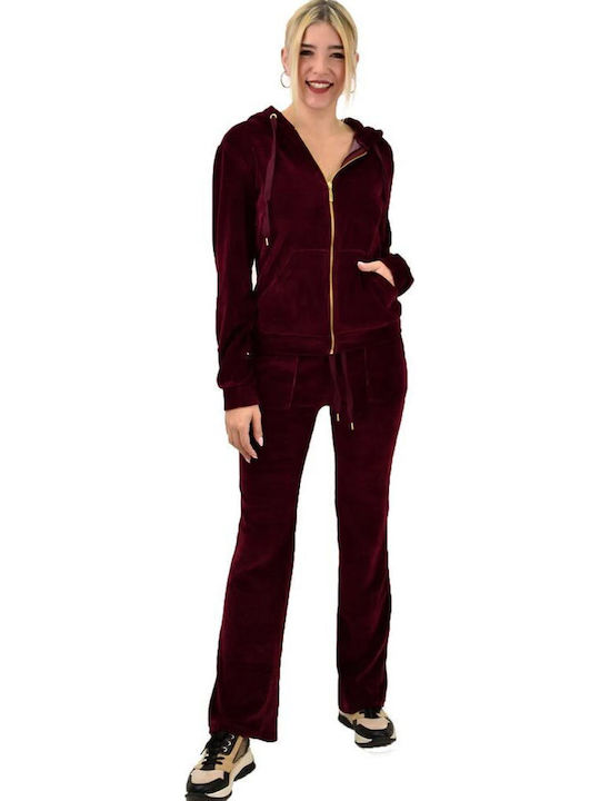 Sweatpants Set Velvet Burgundy