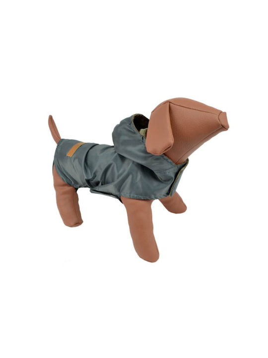 Woofmoda Hundemantel Wasserdicht Kapuzen Gray mit Rückenlänge 57 cm.