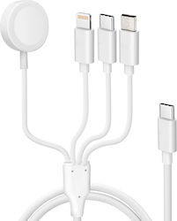 Cablu magnetic de încărcare USB-C la Lightning Micro-USB USB-C 2A alb