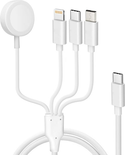 Usb-C към Lightning Micro-USB Usb-C Магнитен Заряден Кабел 2A Бял
