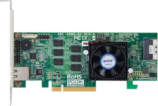 Areca Tri-mode Raid Card 8-port Internal Sff-8654 8gb Ddr4 Pcie 4.0 X8 Card Low Profile