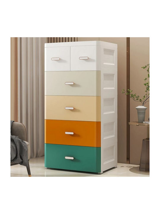 Comodă pentru copii Alb cu 6 sertare 114x60x43buc