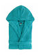 Kentia Jump Bathrobe with Hood in Turquoise Color 300gr/m²