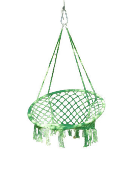 Hängende Garten & Veranda Schaukel Sessel Stoff Grün Belastbarkeit bis 120kg L80xB80xH120cm