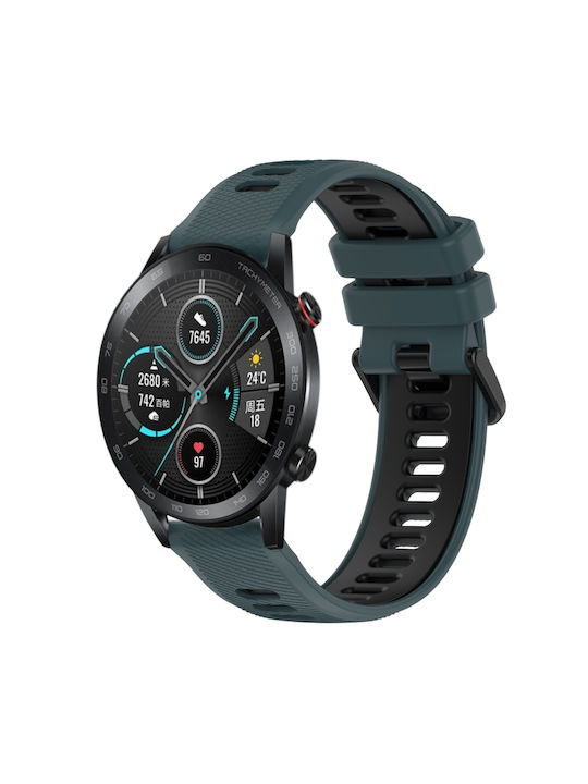 Honor Magic Watch 2 Αθλητικό Λουράκι Ρολογιού Σιλικόνης Δύο Χρωμάτων 46 Mm 22 Mm Πράσινο Λαδί+μαύρο