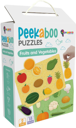 Kids Peg Puzzle Fruits & Vegetables 18pcs Pop Corn Games & Puzzles
