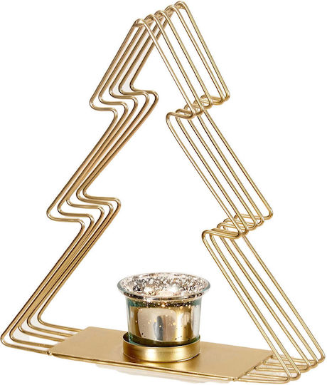 TnS Christmas Metallic Candlestick 17x16cm