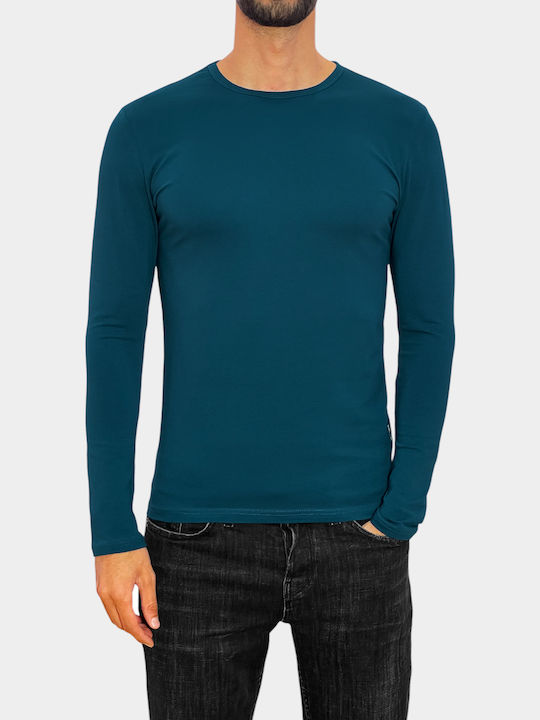 Long Sleeve Petrol Blue Blouse