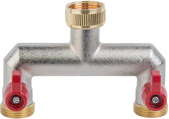 2-way Splitter Valves Female Male Thread 3/4" Nickel Brass