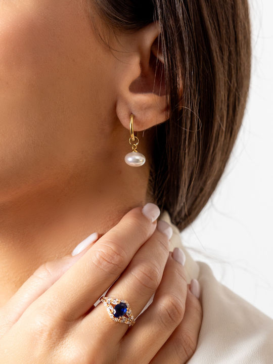 Chrysothemiss Earrings made of Steel Gold Plated with Pearls